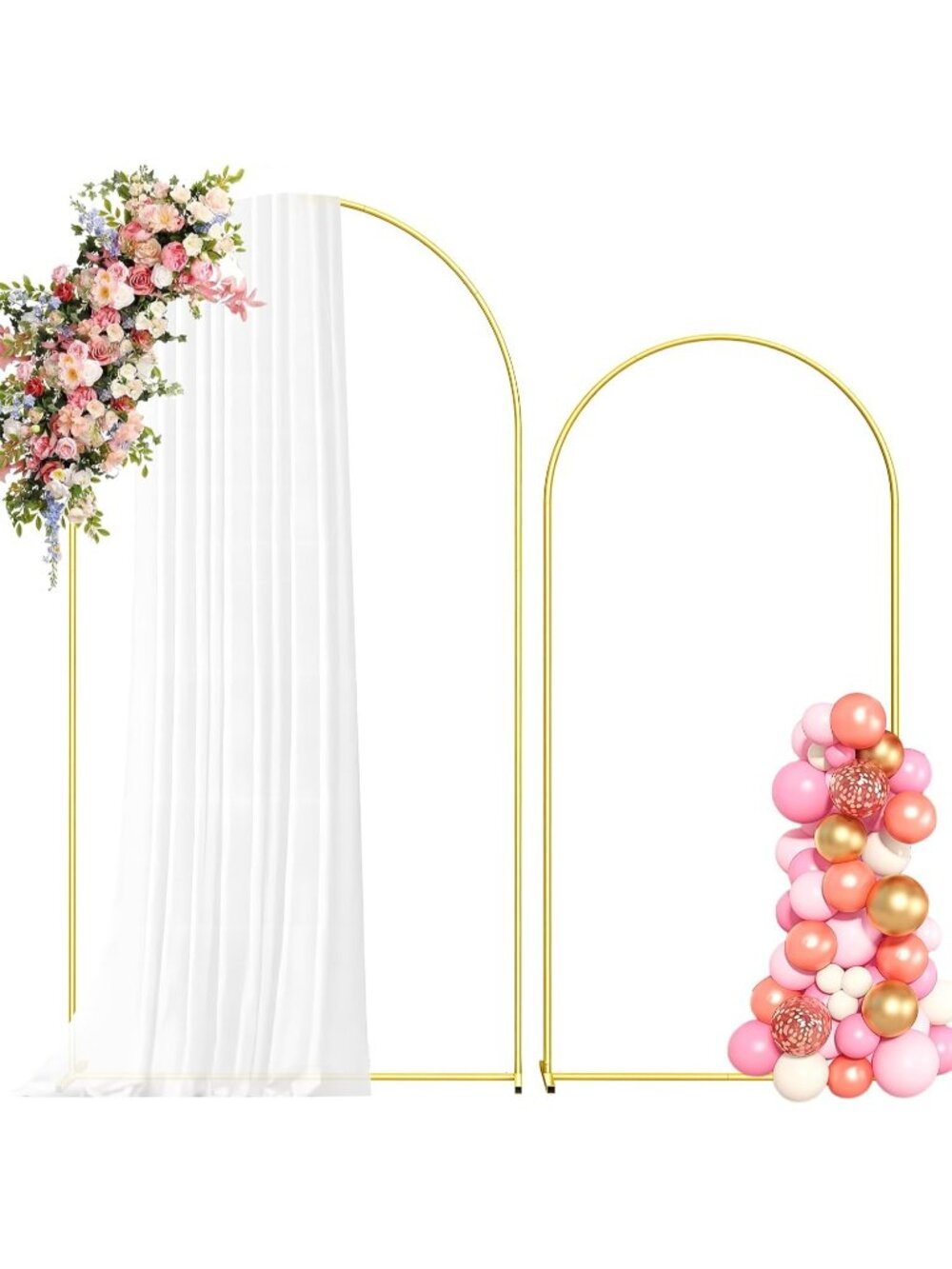 New Metal Arch Backdrop Stand, 7.2FT+6FT Wedding Arch Frame, Gold Wedding Arch